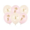 Balony 30 cm, Myszki z cyferką 1, Pale Pink