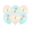 Balony 30 cm, Myszki z cyferką 1, Light Blue