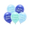 Balony Eco 26 cm, Happy Birthday, niebieski