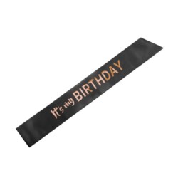 Szarfa ''It’s my birthday'', 79x9.4, czarny