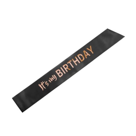Szarfa ''It’s my birthday'', 79x9.4, czarny