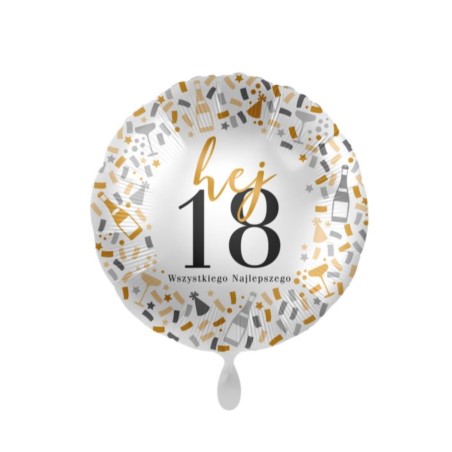 Balon foliowy Hej 18 Wszystkiego Najlepszego 43cm
