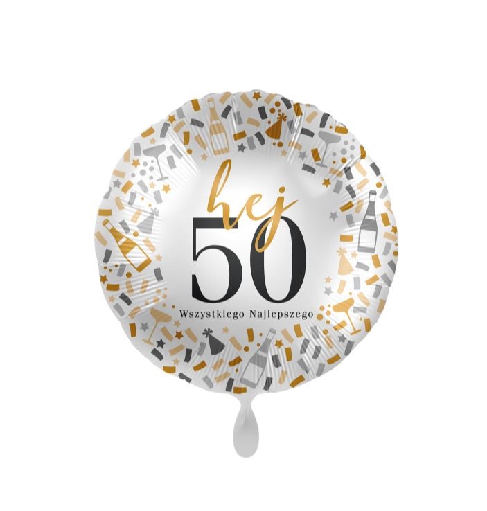 Balon foliowy Hej 50, Wszystkiego Najlepszego 43cm