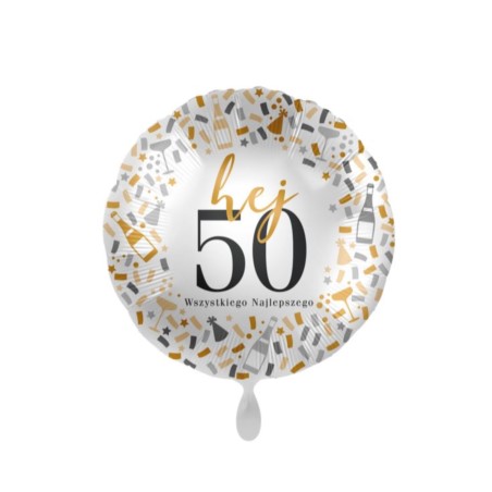 Balon foliowy Hej 50, Wszystkiego Najlepszego 43cm