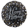 Balon foliowy Happy Birthday czarny 43cm
