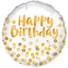Balon foliowy Happy Birthday złote konfetti 45 cm