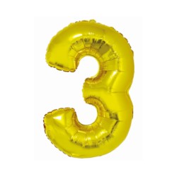Balon foliowy Smart, Cyfra 3, złota, 76 cm