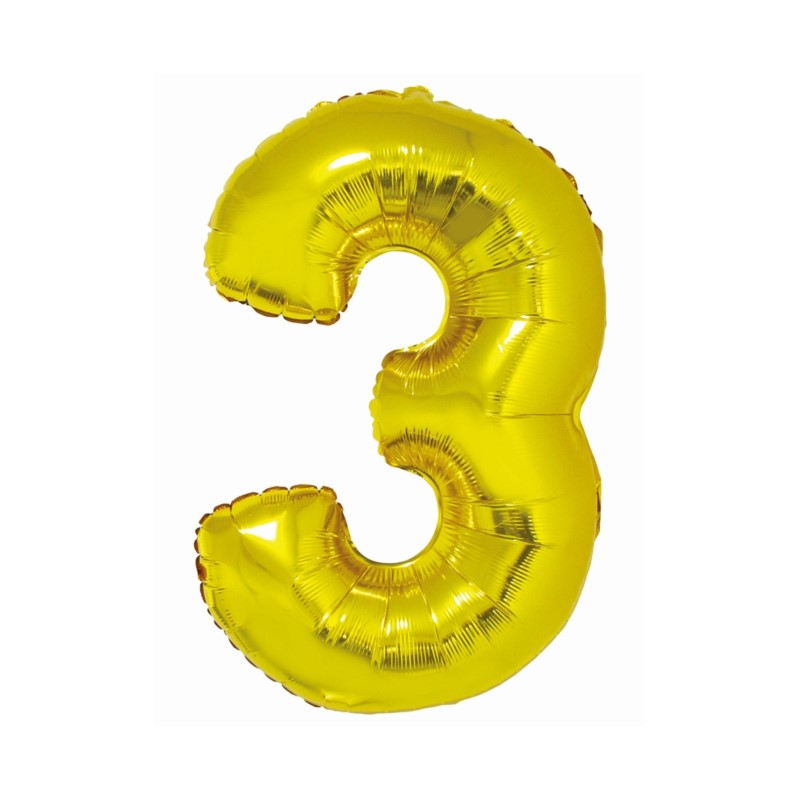 Balon foliowy Smart, Cyfra 3, złota, 76 cm