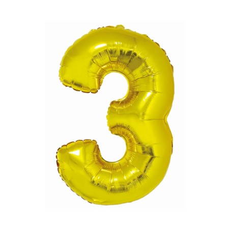 Balon foliowy Smart, Cyfra 3, złota, 76 cm