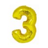 Balon foliowy Smart, Cyfra 3, złota, 76 cm