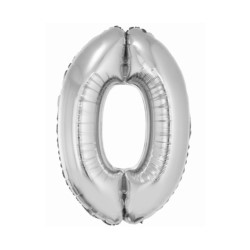 Balon foliowy Smart, Cyfra 0, srebrna, 76 cm