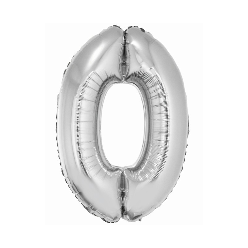 Balon foliowy Smart, Cyfra 0, srebrna, 76 cm