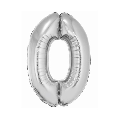 Balon foliowy Smart, Cyfra 0, srebrna, 76 cm