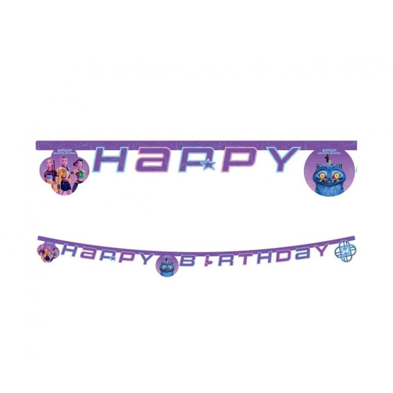 Baner papierowy HAPPY BIRTHDAY K-POP DEMON HUNTERS