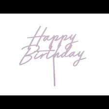Topper akrylowy na tort Happy Birthday, fioletowy