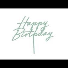 Topper akrylowy na tort Happy Birthday, zieleń