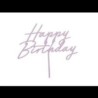Topper akrylowy na tort Happy Birthday, jasny róż