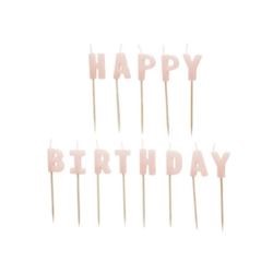 Świeczki urodzinowe Happy Birthday, 2,5 cm, różowy