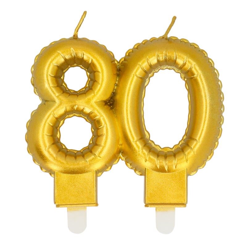 Złota świeczka 80 lat, 8cm