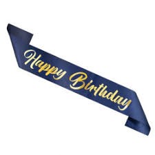 Szarfa urodzinowa Happy Birthday granat HB