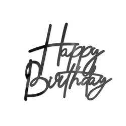 Topper na bok tortu Happy Birthday czarny DIY 1...