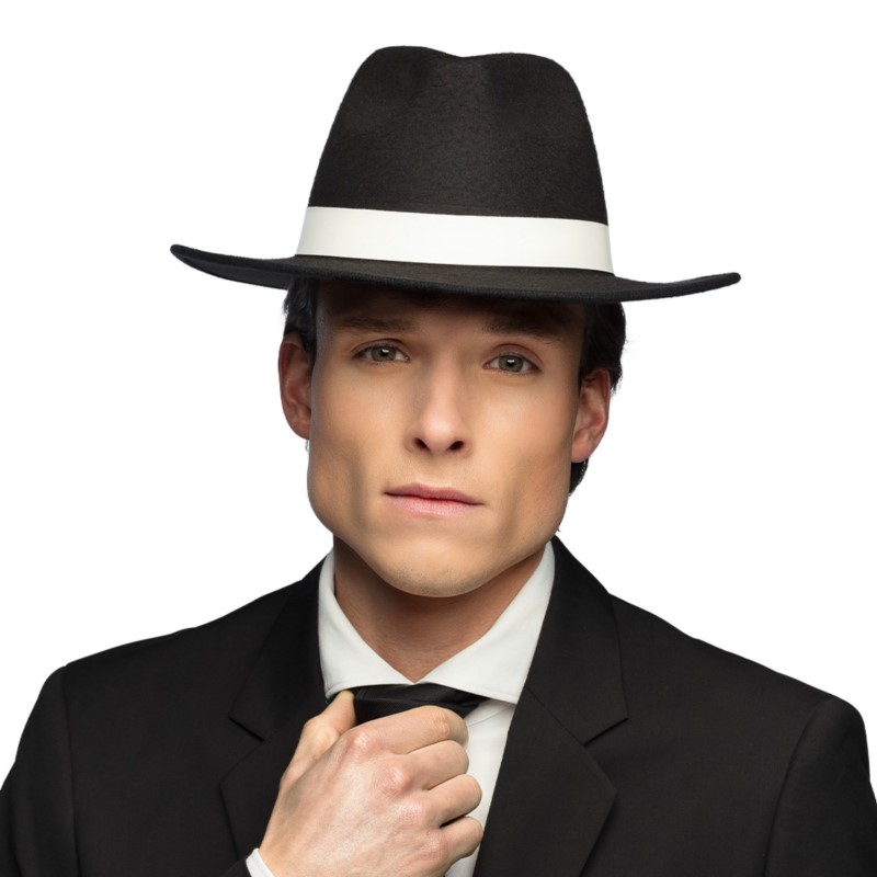 Czarny kapelusz Al Capone Gangster