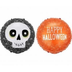 Balon foliowy 18" Czaszka, "Happy Halloween"