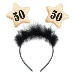Opaska czarna ze złotymi gwiazdkami 50 urodziny