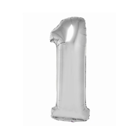 Balon foliowy Smart, Cyfra 1, srebrna, 76 cm