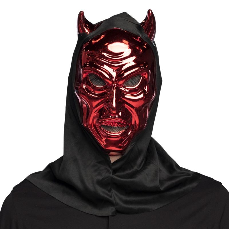 Maska na Halloween Czerwony Diabeł z kapturem
