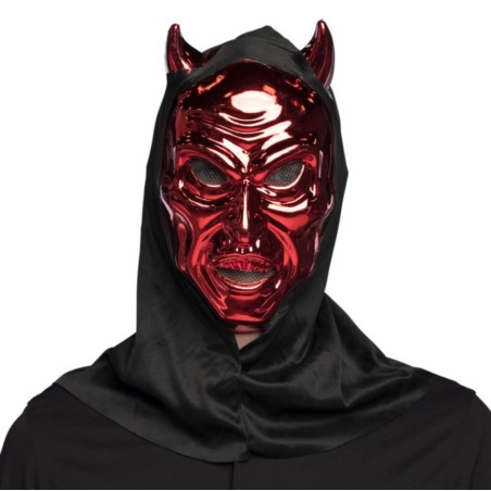 Maska na Halloween Czerwony Diabeł z kapturem