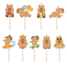 Topper na tort Capybara 9szt.
